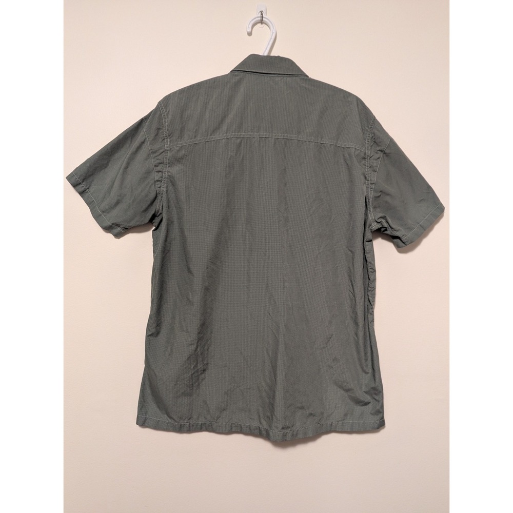 Kuhl Eluxur Green Pattern Metal Button Outdoor Hiking Short Sleeve Shirt Mens M - Picture 4 of 7